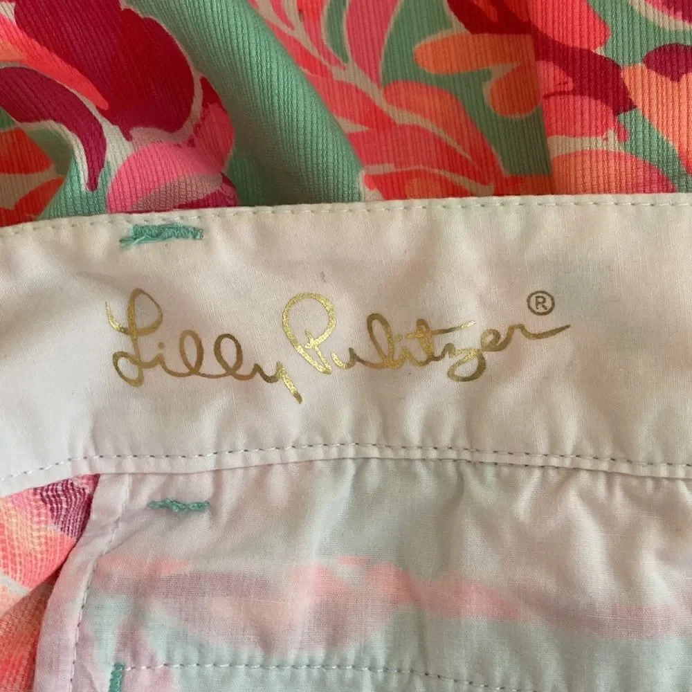 Lilly Pulitzer Pink & Blue Poolside Blue The Chipper Shorts Size 2